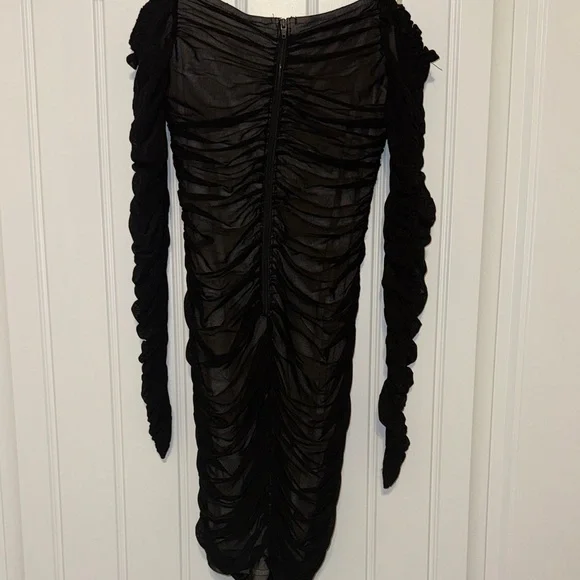 Windsor Black Ruched Mini Dress - Picture 3 of 5